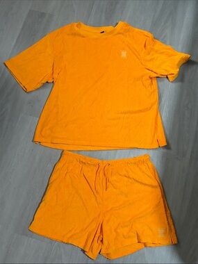Men's Orange Short Set - Savage Fenty Relaxed Tee & Drawstring Shorts
